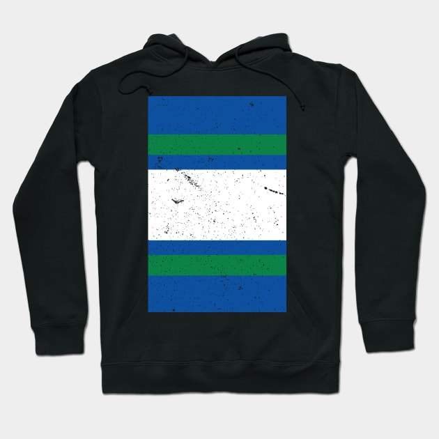 Tranmere Varsity Retro Away Blue, White & Green Design Hoodie by Culture-Factory